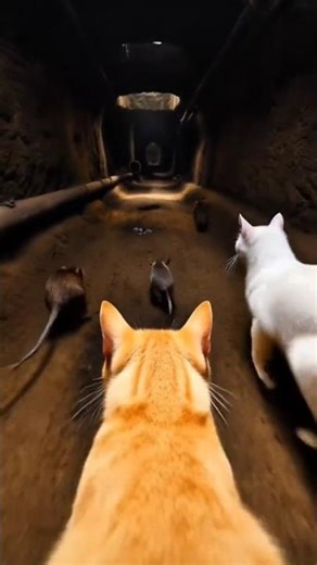 Cat Race in Tunnel! Orange Cat Wins Mouse Chase 🐱🐭🏁 | Action Camera POV #shorts #catlovers