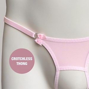 Crotchless Pink Adjustable G-string, Open Thong, Sissy Panties With Bows - Etsy