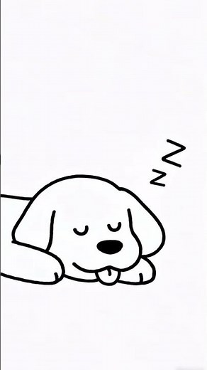 Simple cute cartoon dog to sleep