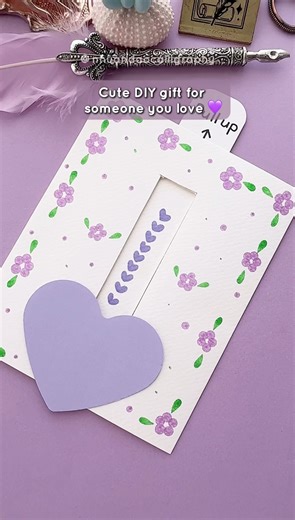 Pull It Up to See the Secret Message 💜 Cute DIY Card #nhuandaocalligraphy #diygiftidea