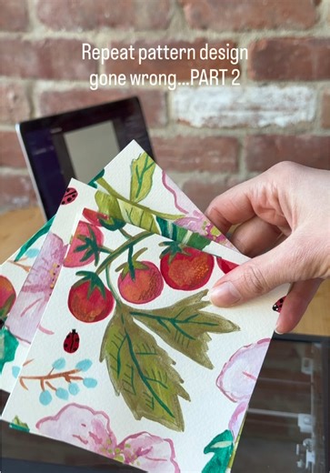 Thank you for all the helpful advice on this pattern! I thought I’d try scanning it first to see if I could make it work digitally before starting again… And I have good news! It repeated as one big tile! 🎉 It’s not quite how I imagined it would work, but the good news is I’ve still ended up with a usable pattern. Now it just needs a little digital tidy up. I can already picture this as part of a future tea towel collection… what do you think? ☕ 🤭