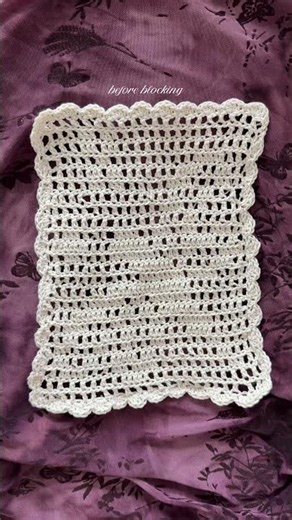 the power of blocking! here’s my first attempt at filet crochet (with many mistakes) #crochet
