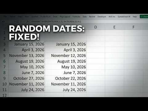 Random Dates and Times Formula in Excel
