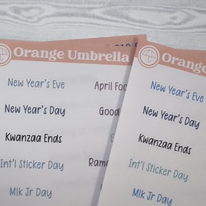 US Holiday Planner Stickers | Script Holiday and Special Days To Remember Planning Labels, Tracking Stickers | FC17 Print | S-018 (Muted Rainbow)