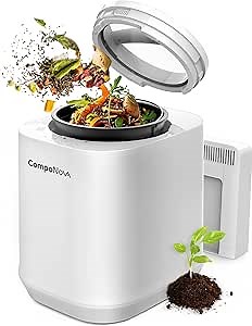 4L COMPONOVA Electric Composter for Kitchen, Countertop Compost Bin, Smart Mill Composter Home Indoor Fertilizer Machine Odorless, Turn Waste to Pre-Compost for Plants (White)