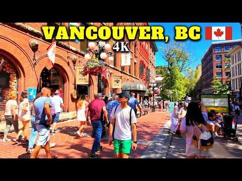 Gastown Vancouver Walking Tour in 4K | Water Street, Steam Clock & City Landmarks 🇨🇦