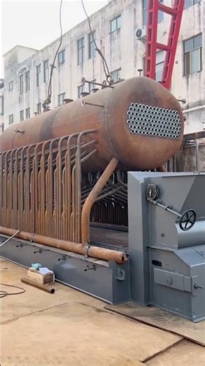Internal structure of a 6-ton biomass boiler with automatic feeding