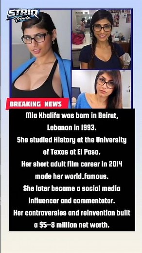 Mia Khalifa’s journey from Beirut to global fame 🌍 #MiaKhalifa #Biography #Influencer #famous
