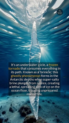 68K views · 95 reactions | Discover the chilling power of the brinicle, an underwater icicle that creates a deadly icy web. #facts #discovery #historyfacts #didyouknow | Reality Pulse | Facebook
