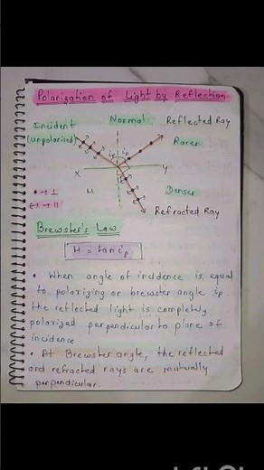 Polarization of Light by Reflection: Brewster's Law #iitjee #neet #12thclass