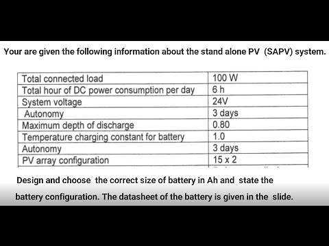 Sizing of Battery | Standalone PV system | How to calculate ?