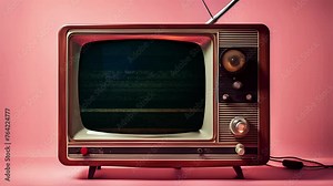 Old retro vintage television TV set with static noise on screen. Infinite loopable. Loop play video never ending. No stop sequence. Stock Video