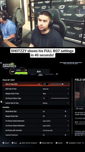 SHOTZZY shows all of his BlackOps7 settings including Graphics and Controller Settings!