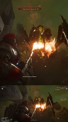 Flame thrower takedown of a Bile Titan - Helldivers 2