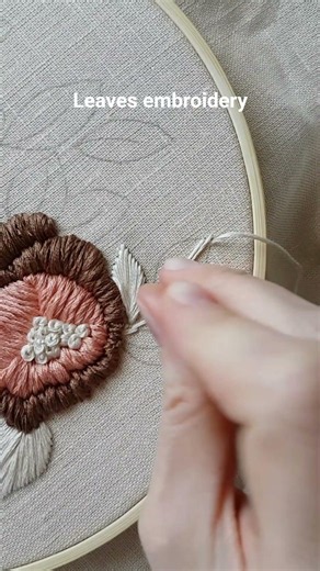 Basic leaves embroidery🌿 So peaceful❤️ #embroidery #tutorial #diy #handmade #craft #stitch #flowers