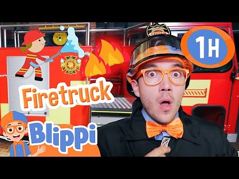 Blippi Rides in a Firetruck! 1 Hour of Fire Vehicles for Kids