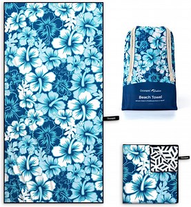 OCOOPA Diveblues Microfiber Beach Towels,Fast-Dry Sand Free Oversized Beach Towel,71" x 32"