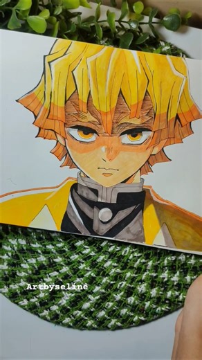 Zenitsu drawing ✨ Demon Slayer 🔥 #demonslayer #viral #art #zenitsu #trending #shorts