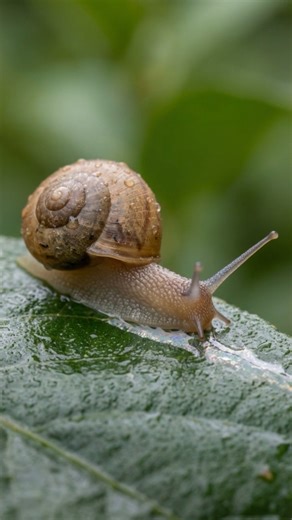 A tiny snail making its slow and gentle journey across a fresh green leaf. Captured in an ultra close-up raw view, every natural movement and detail shows just how fascinating even the smallest creatures can be in their own world. #nature #macro | Blondi Foks