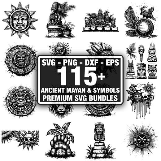 110+ Mayan Aztec Symbols Bundle, Ancient Tribal Glyphs, Instant Download Png, Dxf, Eps, Svg - Etsy