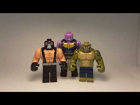 Custom Lego Mid-Figs: Thanos, Bane, and Killer Croc