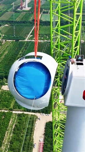 160‑meter high hoisting huge wind turbine hub precision installation