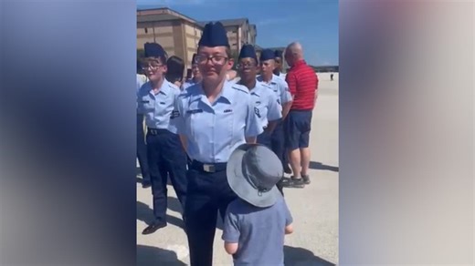 Watch this Air Force graduate tapped out by her loving little brother
