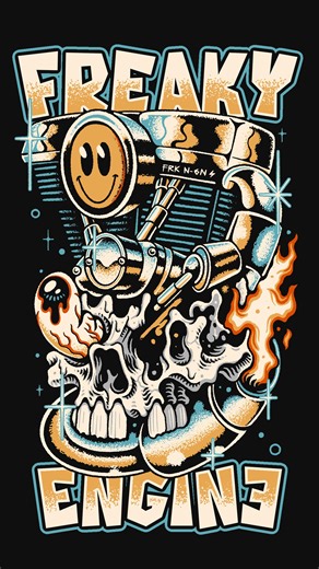 JENA DESIGN STUDIO on Instagram: "FULL TIMELAPSE OF “FREAKY ENGINE” ✍🏼 Hope you enjoy the video! Also this one is up for grabs! ✅ For commission work feel free to ask me on DM, or E-mail to jenastudiodesign@gmail.com for more infos! Thank you 🫱🏼‍🫲🏽 #twostroke #forevertwowheels #ftw #doomcycle #chopperlife"