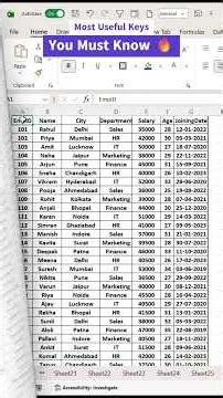 ✅ Excel most useful shortcut keys & Tricks🔥😲 #excel #computer #exceltips #viral #tutorial
