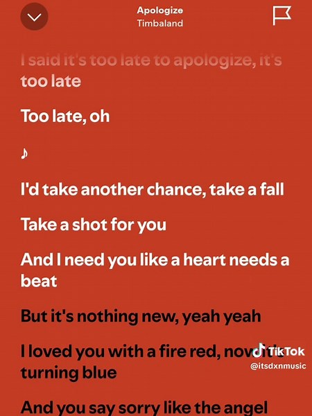 Full Song Lyrics - Apologize