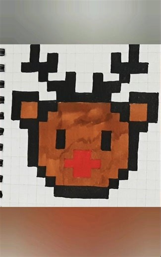 Mini Reindeer Pixel Art 🦌🎄 Easy & Quick Christmas Drawing | Craft And Paper