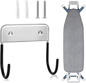 Ironing Board Hanger, Wall Mount Ironing Board Holder Wall Hanger Wall Holder Organizer Wall Rack for Laundry Rooms (Black)
