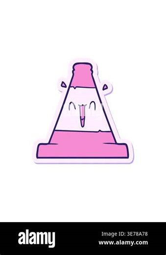 radioactive glowing animation of sticker of a cartoon road traffic cone Stock Video Footage - Alamy