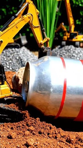 Mini RC Excavator Digs Dirt & Moves a Giant Barrel! 🚧