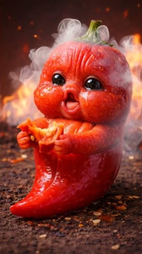 This Baby Chilli eating chilli Was a BAD Idea 😭🌶️ #BabyChili #FunnyShorts #AIFood #SpicyFail