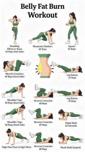 Belly Fat Burn Workout at Home | 8 Core Exercises, No Equipment