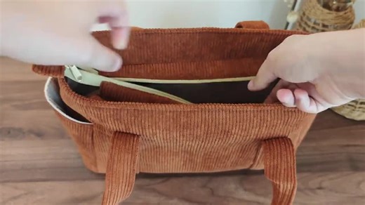 Corduroy Tote Bag With Zipper Closure and Pockets - PDF Sewing Pattern & Video Tutorial - One Size - Instant Download - A4, A0, US Letter. - Etsy