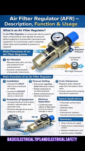 Air Filter Regulator Functions & usage #airfilters #electricalsafetytips #electricalengineering