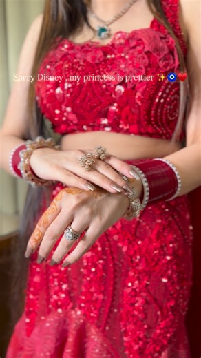 ViDLove-Divyanshi & Vidit ❤️✨ on Instagram: "Sorry Disney , my princess is prettier ✨♥️🧿 ✨Outfit- @roopvatikaofficial @bridesofroopvatika 💎Jewellery- @namahjewellers #reelitfeelit #newlyweds #valentinesday #viralreeĺs #grwm"