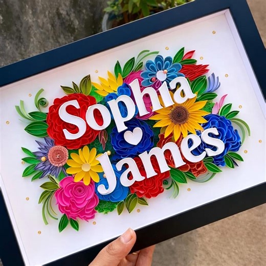 Personalized Couple Name Frame Paper Quilling Art Frame Custom Floral Art Wall Decor Gift for Home Anniversary Wedding Gift Valentine’s Day - Etsy