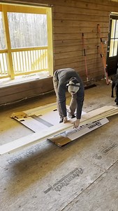 Staining exterior window trim. Not super happy with how the turned so we will have to play around with it. #construction #logcabin #wood #log #selfbuild #woodworking #diy #buildingahouse #cabin #carpentry | The Roaming Lions