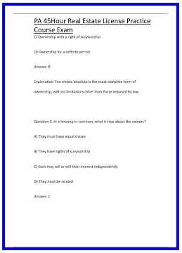 PA 45Hour Real Estate License Practice Course Exam 636x882