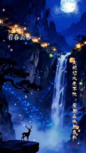 Breathtaking Nighttime Views: Moonlit Pines & Spring Streams