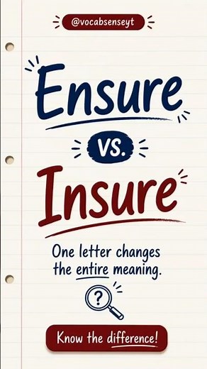 Ensure vs Insure | Stop Confusing These English Words! | #shorts