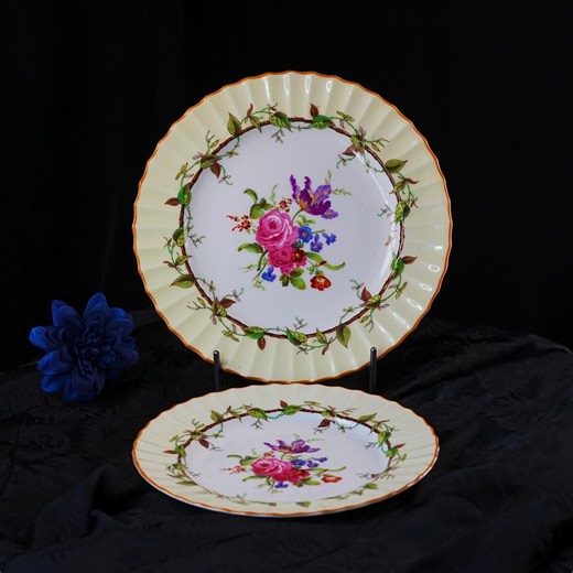 Vintage Royal Worcester Florence Plate Set – Dinner Plate & Lunch Plate, Early Worcester Reproduction Floral Porcelain, England 1960s - Etsy UK