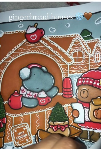 gingerbread houses ❄️🤎 i loved doing these gingerbread designs and i recommend it! the red patterns are adorable too! ❤️ good luck coloring ❄️🤎 #coloring #colorwithme #gingerbread #fyp #colortok