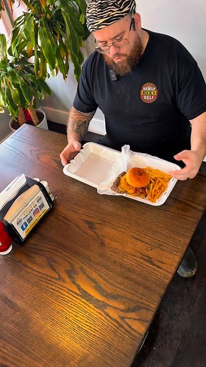 The breakfast burger is the best of both worlds! One of our delicious hand pattied burgers topped with cheddar, a fried egg, a hash brown, and a mountain of bacon! Come enjoy “brunch” anytime! #burgersandfries #poconos #brunchfood #breakfastburger | Nick’s Big Belly Deli