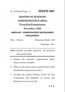 MMPH - 007 December 2023 Question Paper