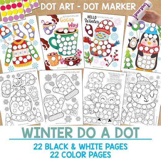 Winter Do a Dot Marker Coloring Pages for Kids, Do A Dot Activity, Dot Marker Worksheet, Preschool Art Activity, Printable Dot Sticker - Etsy