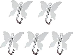 5 Set Butterfly Shape Single Hook, Clothes Hooks, Cap Hooks, Hanger Hooks for Robe Towel Coat Hooks in Bathroom Kitchen